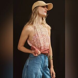 Anthropologie Pilcro Cable-Knit Halter Sweater Tank Size Medium